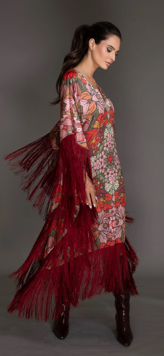 Gabi dress cetim franja (pre-order)